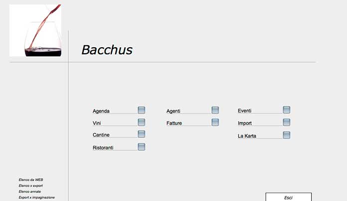 Scheda software Bacchus